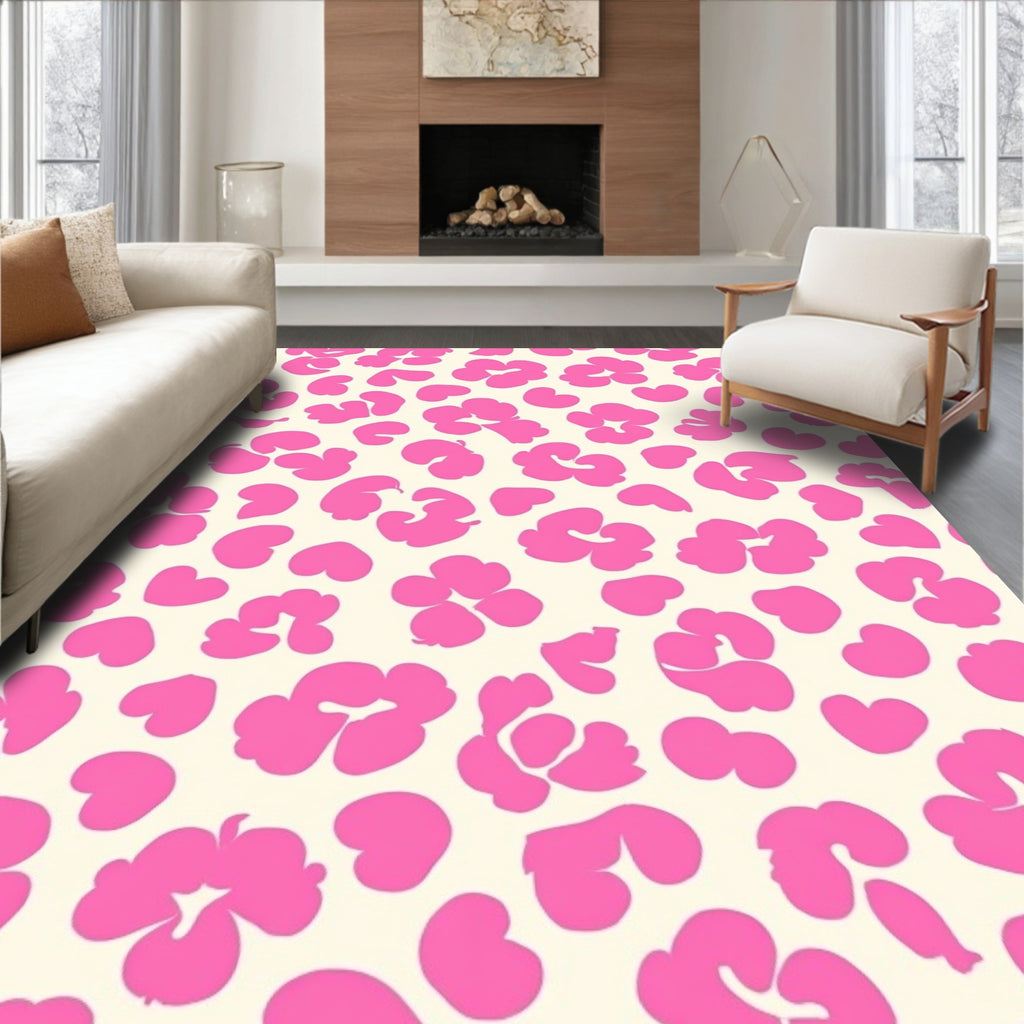 Bright Pink Animal Print Pattern Rug