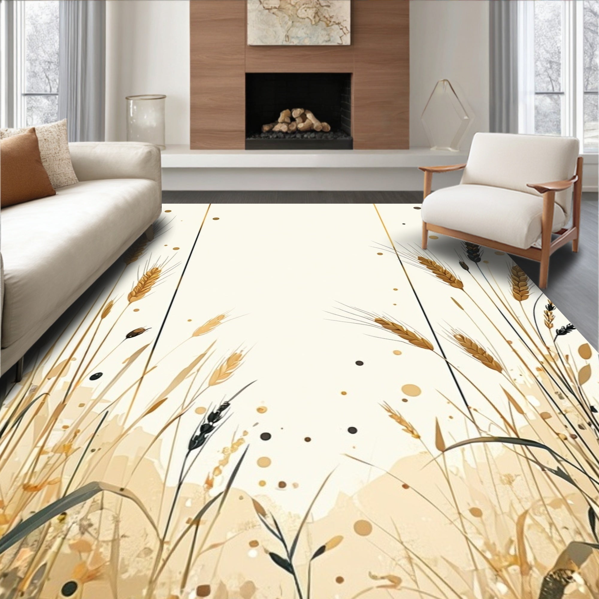 Golden Wheat Field Impression Rug