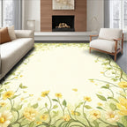 Whimsical Yellow Floral Vine Pattern Rug
