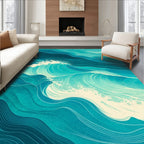 Ocean Wave Inspired Abstract Artwork Rug