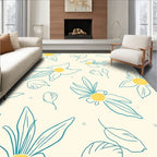 Simple Yellow Daisy Outline Pattern Rug