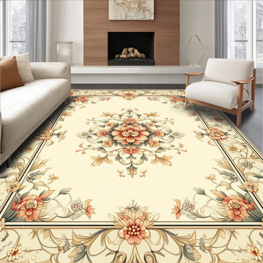 Vintage Floral Scrollwork Pattern Design Rug