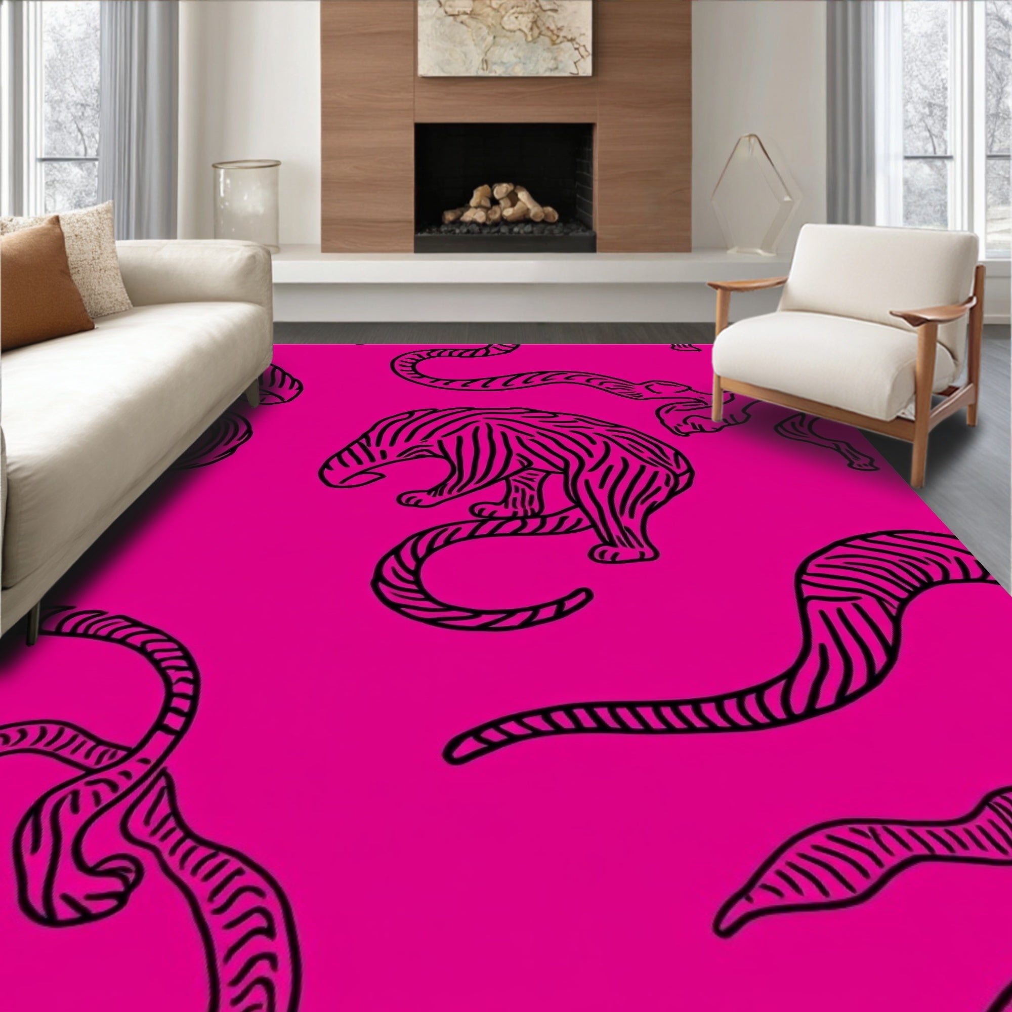 Bold Tiger Stripe Abstract Pattern Rug
