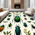 Emerald Beetle Botanical Print Rug