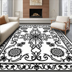 Elegant Floral Scrollwork Mandala Design Rug