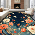Floral Birds With Lush Garden Border Rug