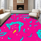 Hot Pink Aqua Swirl Starry Sky Rug
