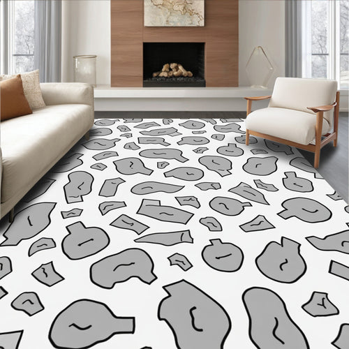 Abstract Grey Irregular Forms Pattern Rug