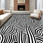 Monochrome 2 Tone Abstract Wavy Stripes Rug