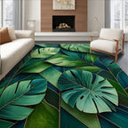 Lush Tropical Leaf Geometric Design Rug