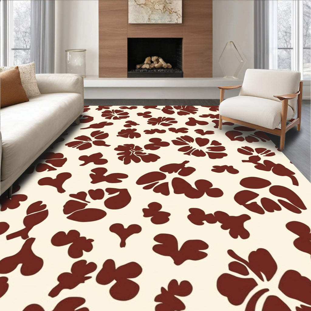 Brown Floral Silhouette Pattern Rug