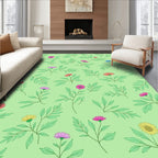 Floral Branch Pattern With Pink Yellow Blooms Rug