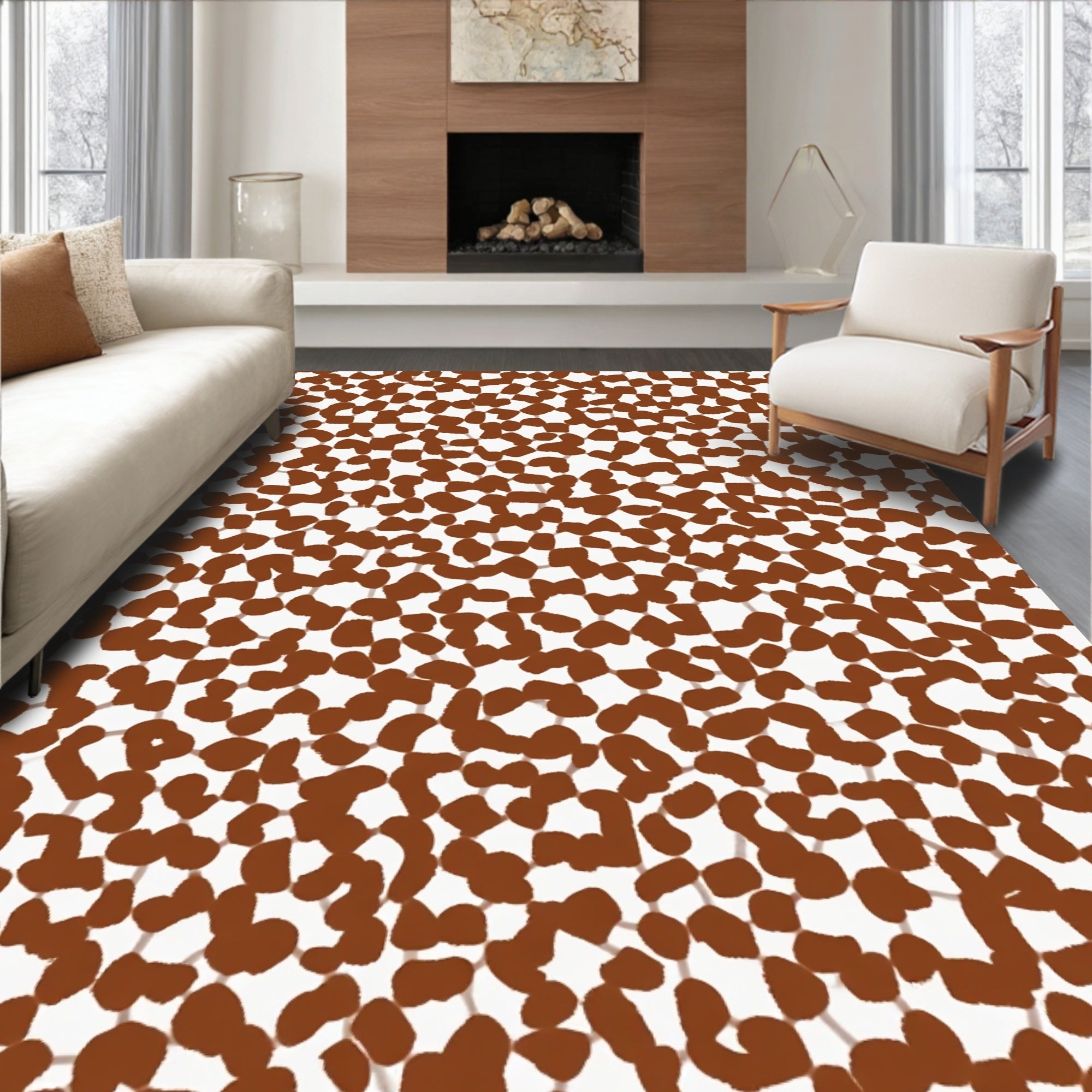 Brown Blotches Abstract Pattern Rug
