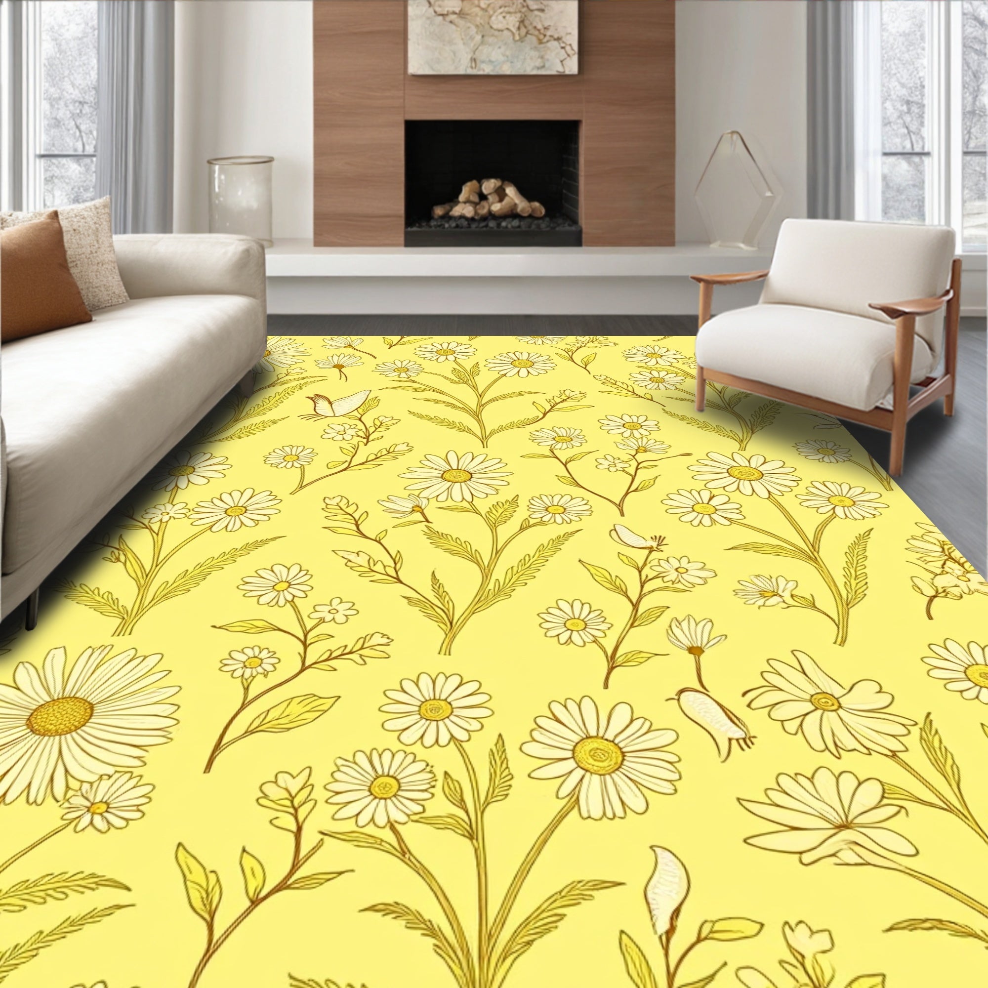 Dainty Daisy Branch Pattern Rug