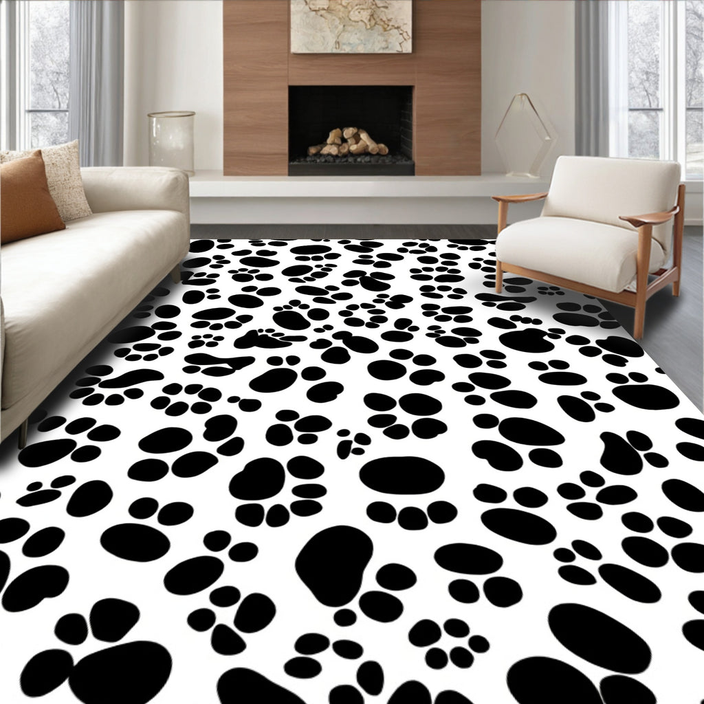 Whimsical Paw Prints Graphic Pattern Rug