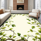 Vining Green Leaves Border Design Rug