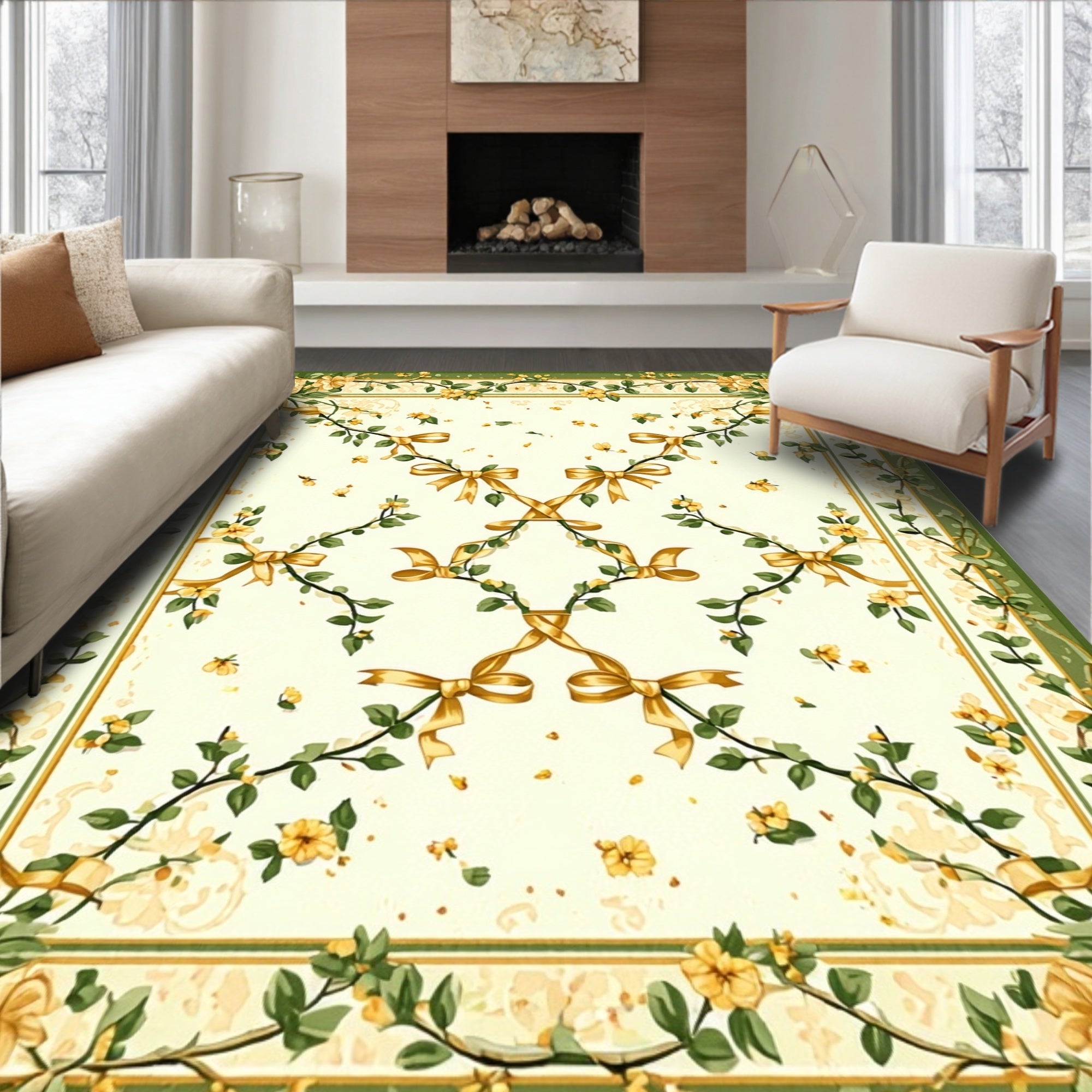 Floral Bow Vine Pattern Rug