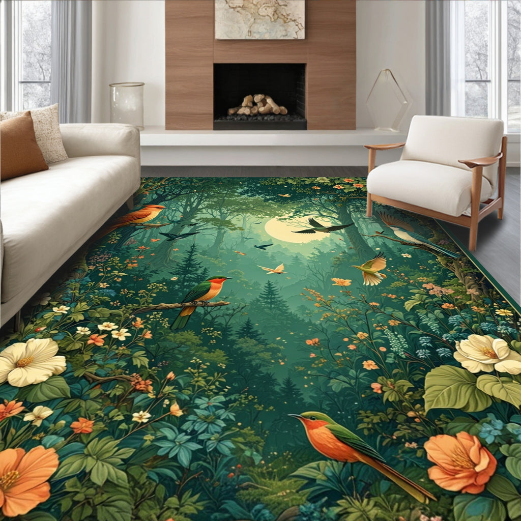 Enchanted Forest Birds and Blossoms Rug