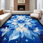 Ethereal Blue Flower Starburst Pattern Rug
