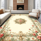 Vintage Floral Scroll Motif Rug