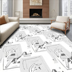 Abstract Black Gray Minimalist Pattern Rug