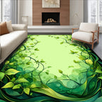 Vibrant Green Leafy Vine Pattern Rug