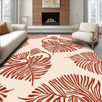 Crimson Botanical Fan Pattern Design Rug