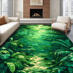 Lush Emerald Jungle Path Rug