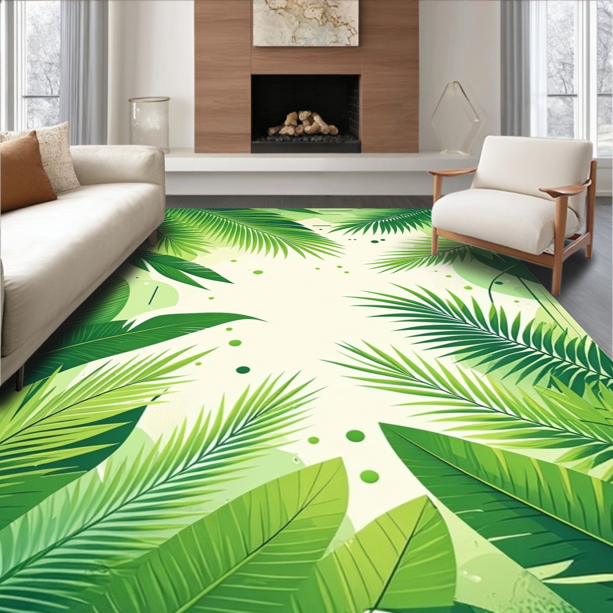 Tropical Leaves Abstract Pattern Rug