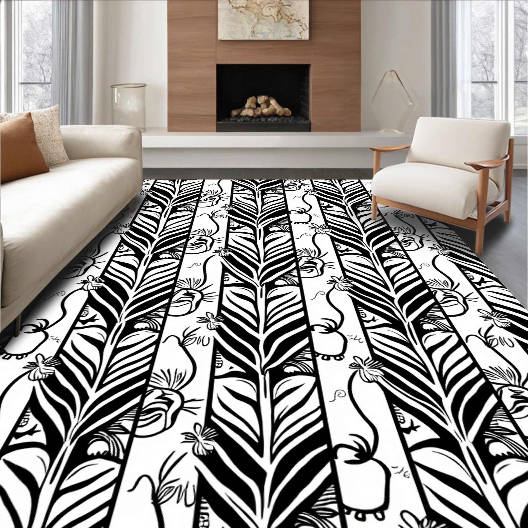 Abstract Organic Stripe Pattern Rug