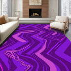 Vibrant Purple Wavy Abstract Design Rug