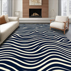 Abstract Wave Patterned Contrast Rug