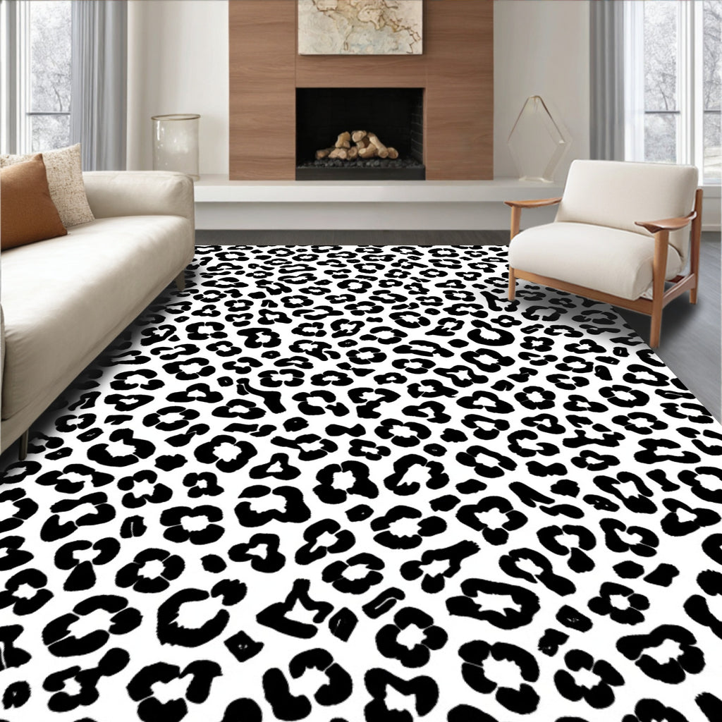 Bold Black White Animal Spots Rug