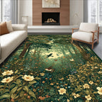 Enchanted Forest Bird Floral Scene Rug