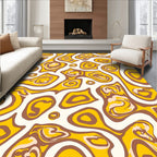 Abstract Swirls Yellow Brown Pattern Rug