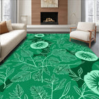 Enchanting Green Floral Line Art Rug