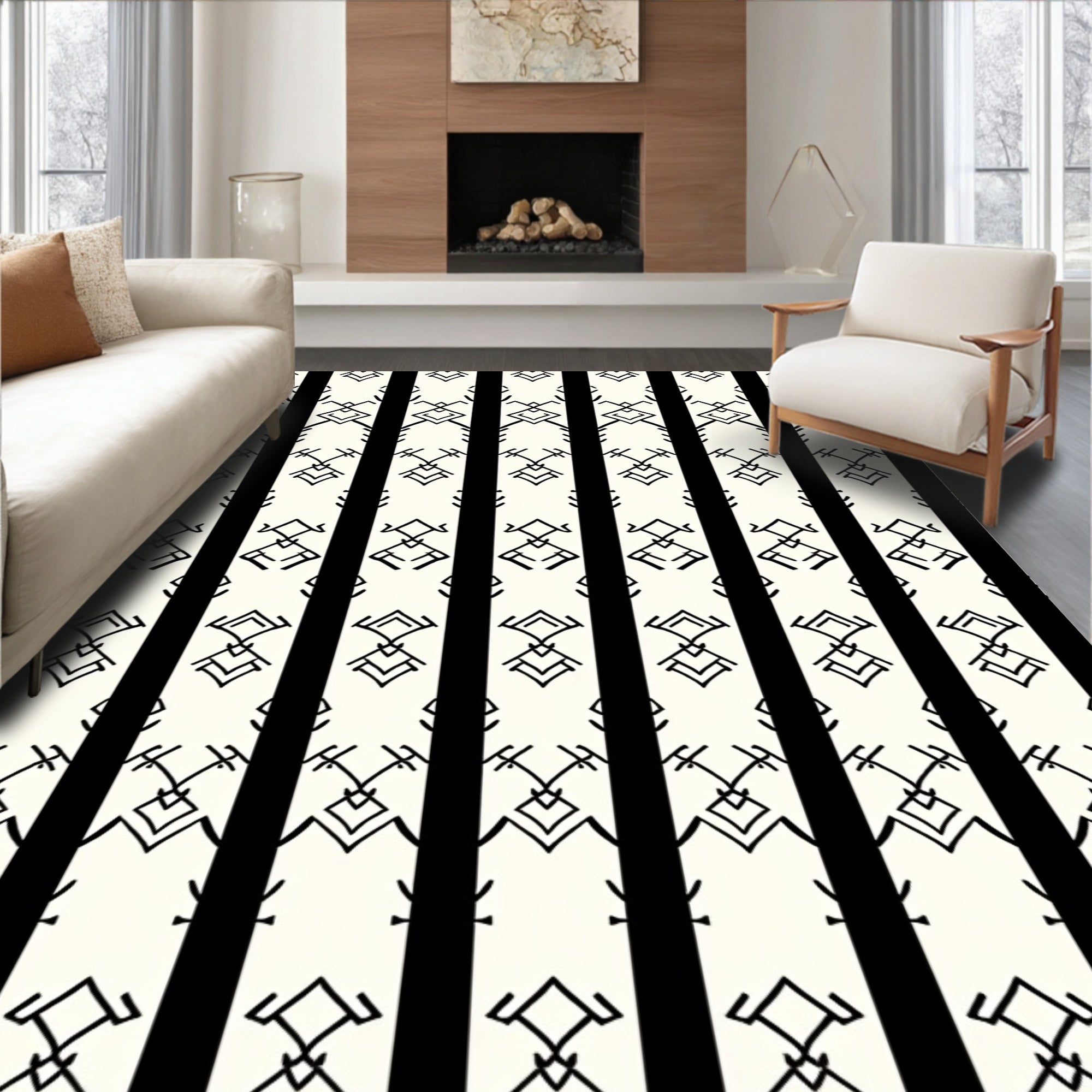Abstract Geometric Tribal Stripes Rug