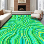 Green Yellow Swirl Pattern Rug