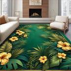 Tropical Floral Lush Leaf Design Rug