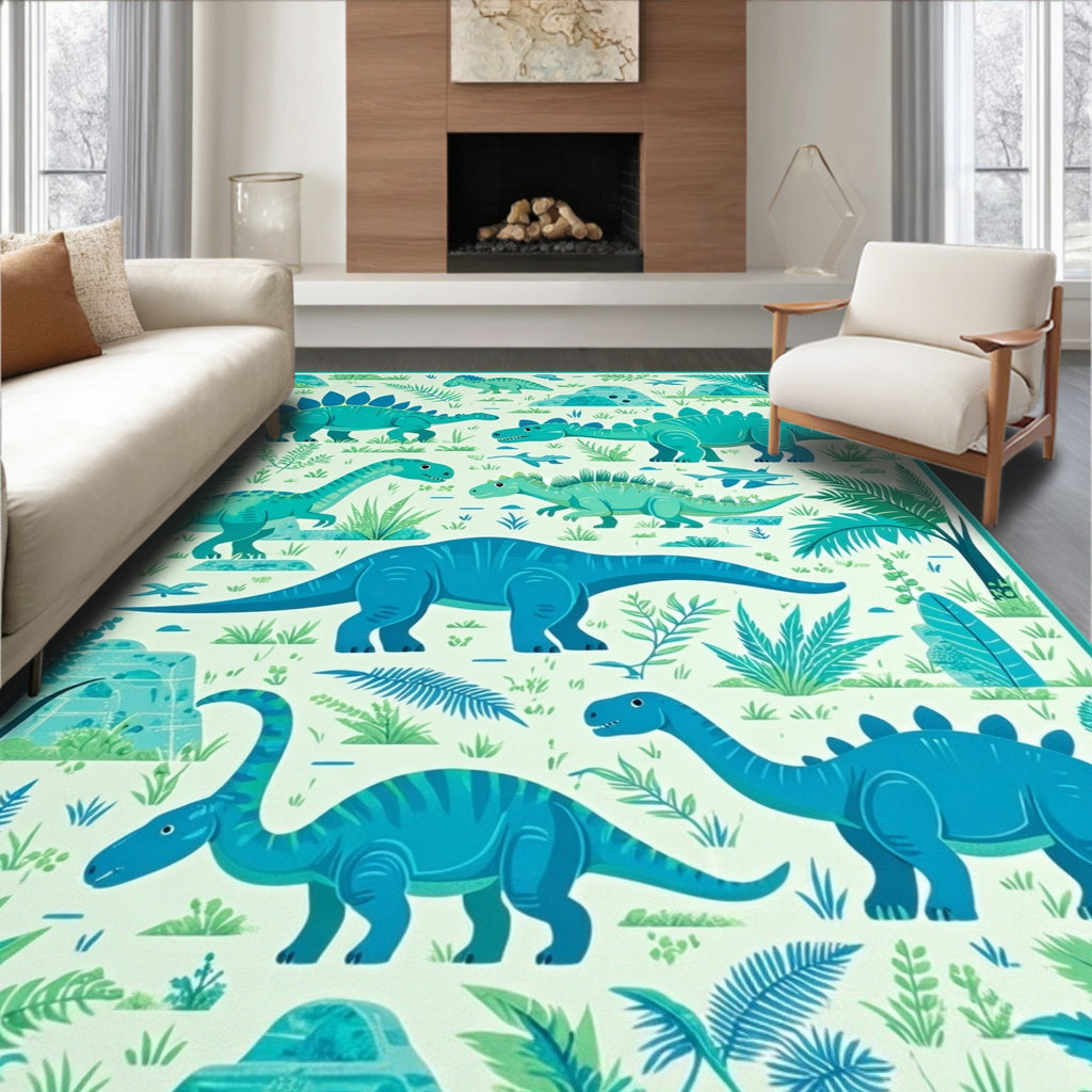 Prehistoric Dinosaur Jungle Pattern Rug