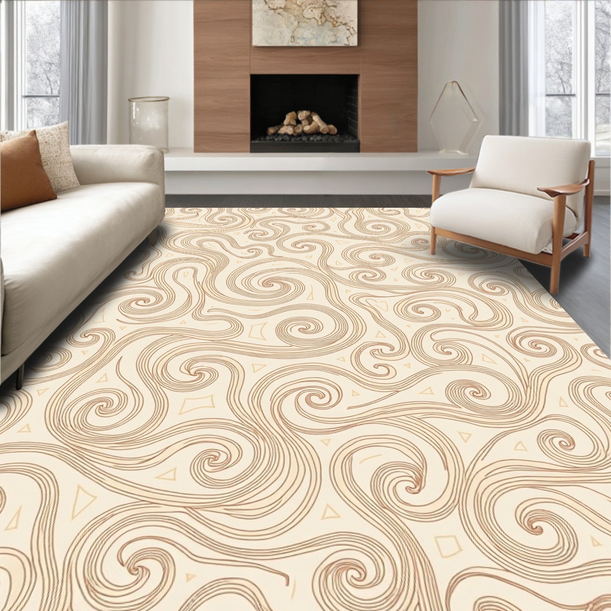 Curving Lines Triangles Pattern Rug
