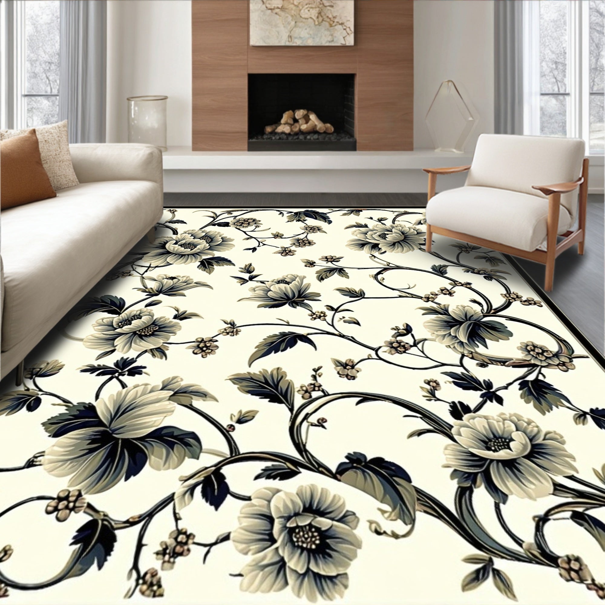 Classic Floral Vine Pattern Rug