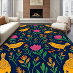 Yellow Birds Garden Pattern Rug