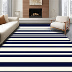 Bold Navy Ivory Stripe Pattern Rug