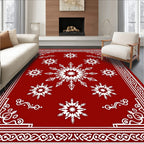 Crimson Snowflake Border Garland Rug