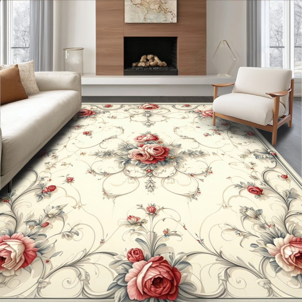 Vintage Floral Swirl Lace Design Rug
