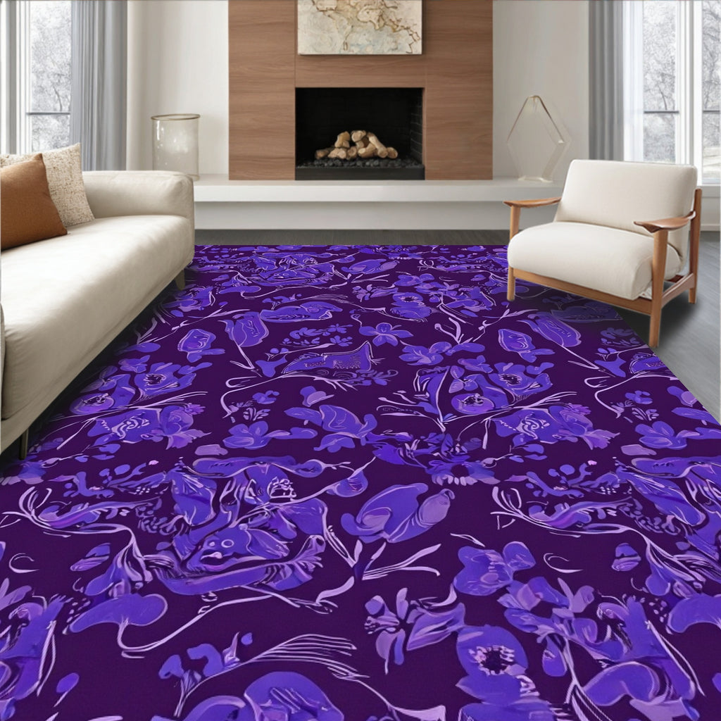 Figurative Floral Pattern Design Rug