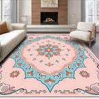 Floral Medallion Pastel Scroll Pattern Rug