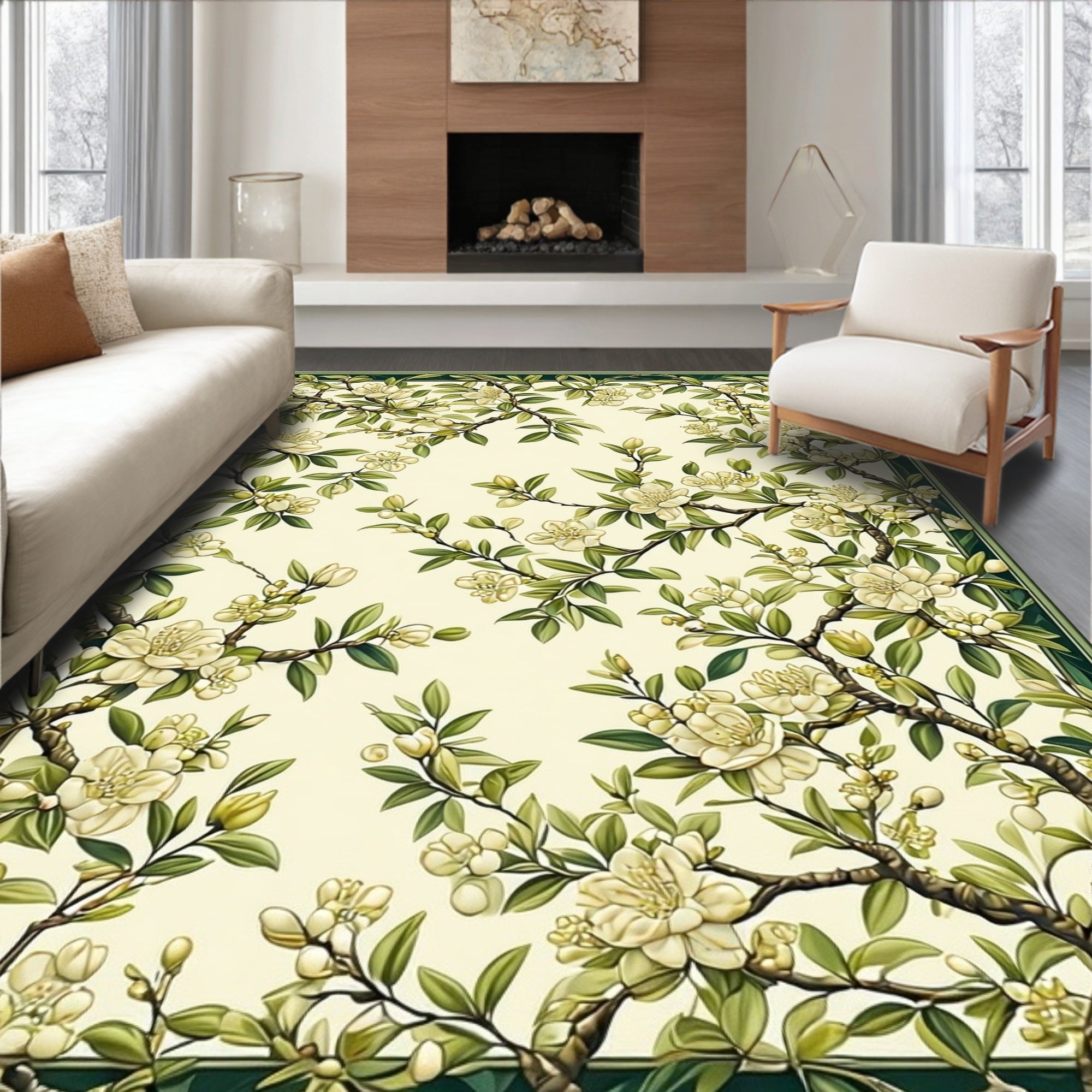 Elegant Floral Vine Pattern Rug
