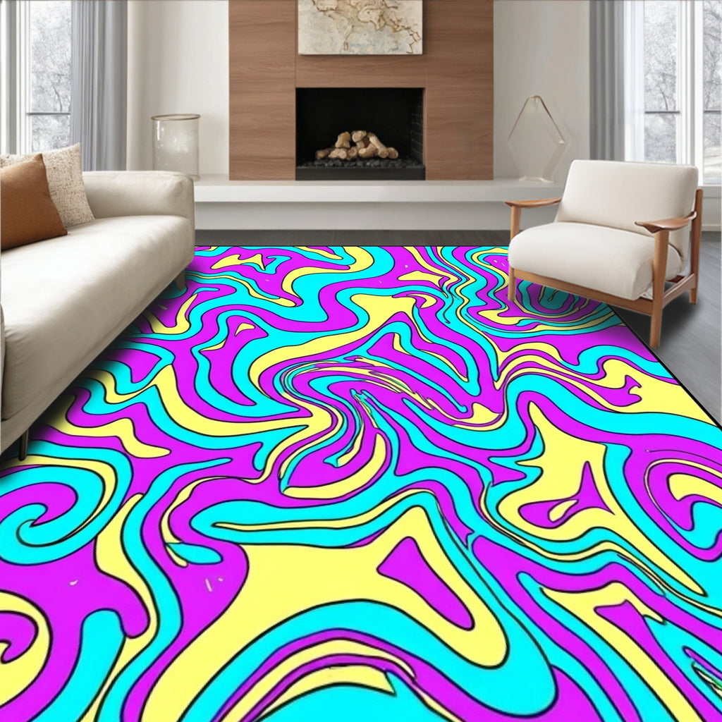 Vibrant Swirls Psychedelic Pattern Rug